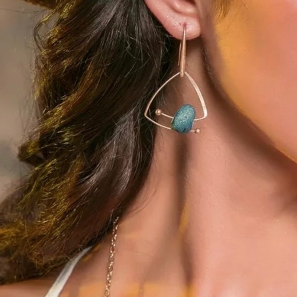 5 🌟  Titanium Druzy Dangle Earrings - Picture 5 of 5